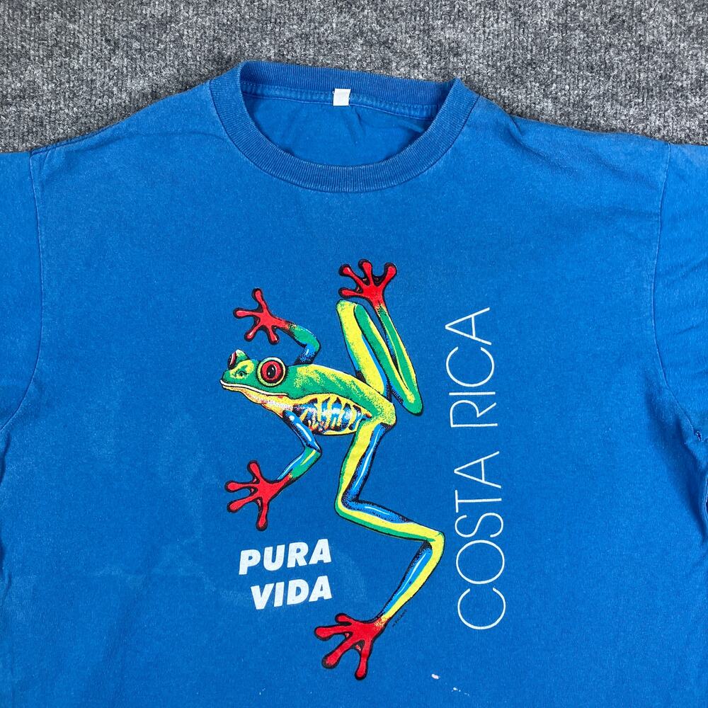 Costa Rica T-Shirt Mens XL Blue Pura Vida Frog Graphic Souvenir Wildlife Tee